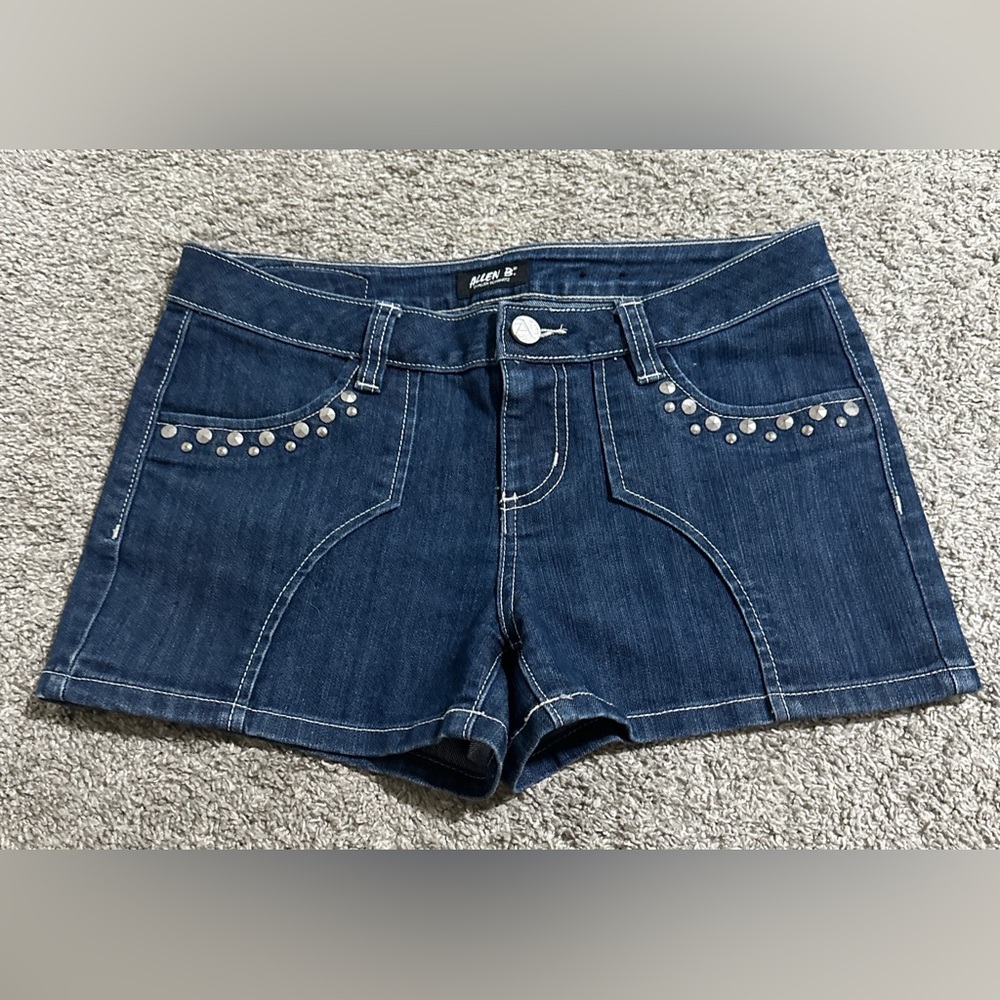 Allen B. By Allen Schwartz Dark Blue Denim Short Shorts with Stud Detail